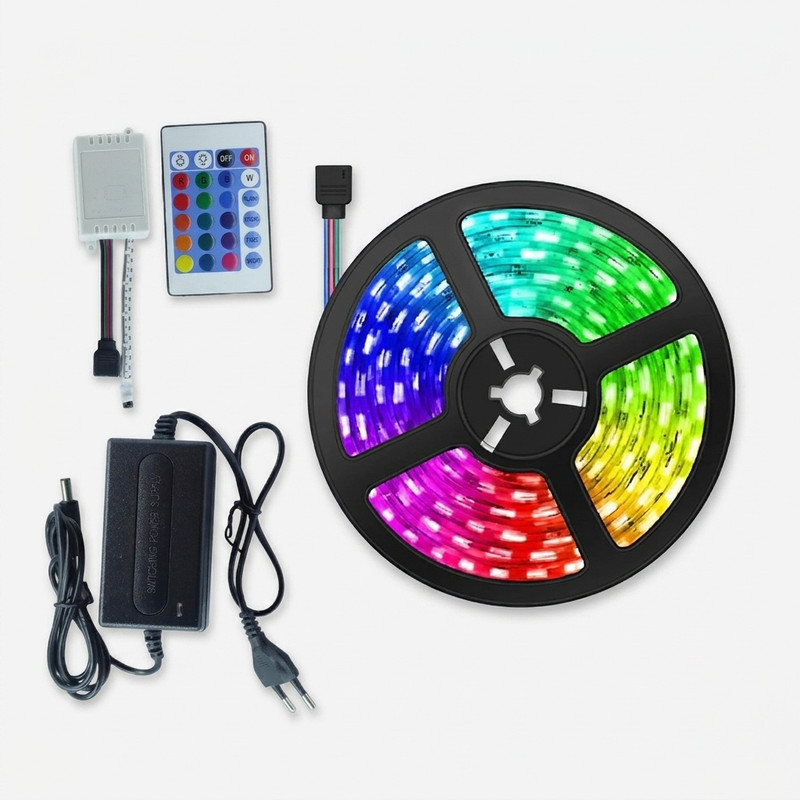 ریسه ال ای دی مدل پکیج گیمینگ 16 رنگ کد RGB 12v طول 5 متر
