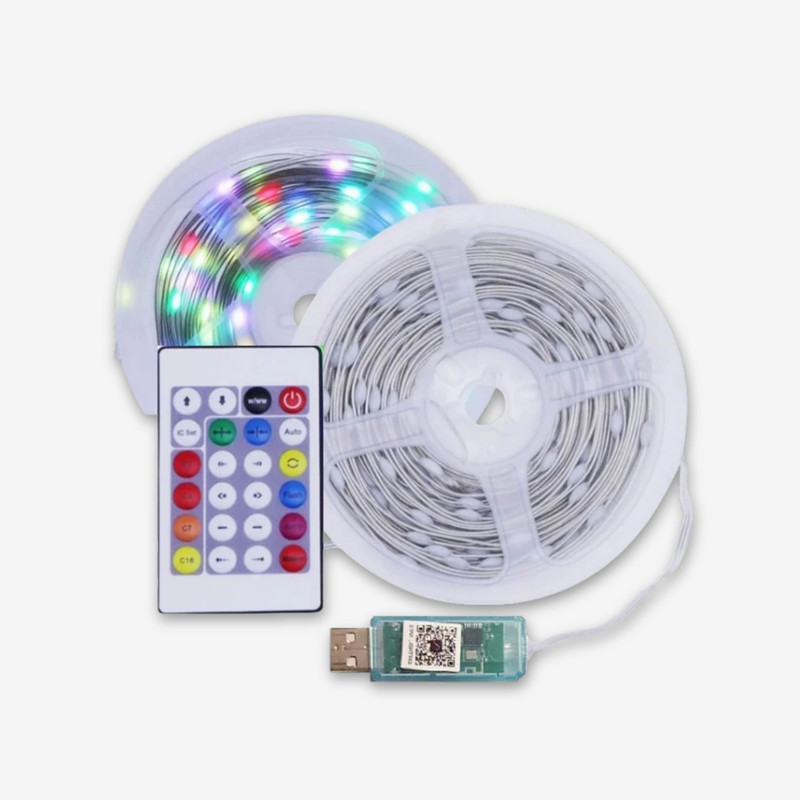 ریسه ال ای دی مدل فول کالر هوشمند بلوتوثی کد RGB IC usb 5v طول 10 متر