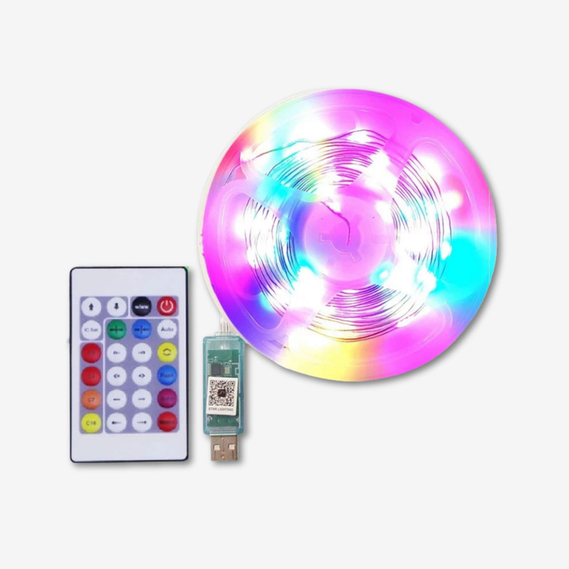 ریسه ال ای دی مدل فول کالر هوشمند بلوتوثی کد RGB IC usb 5v طول 5 متر