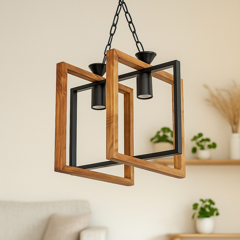 لوستر 2 شعله شاهان تک مدل WOOD 8