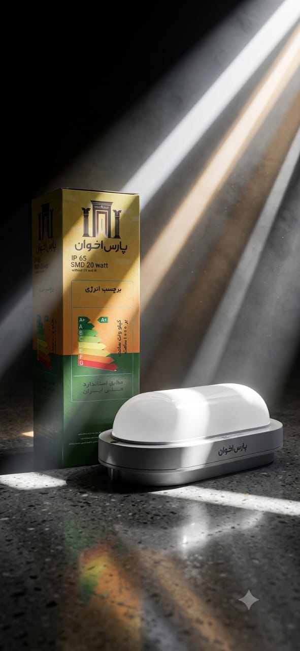 چراغ بیضی واتر پروف (ای پی 65) 20وات پارس اخوان