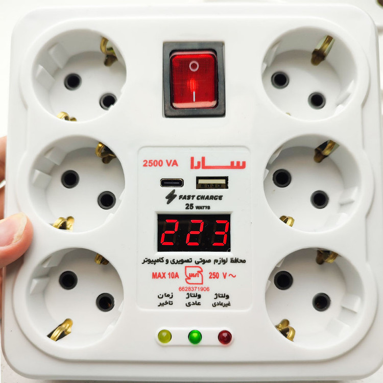 محافظ ولتاژ سارا مدل P256D-USB Type c صوتی و تصویری